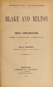 Blake and Milton by Denis Saurat
