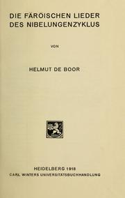 Cover of: Die färöischen lieder des Nibelungenzyklus.
