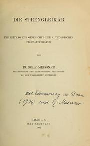 Cover of: Die Strengleikar by Rudolf Meissner