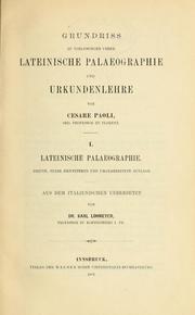Cover of: Grundriss zu vorlesungen ueber lateinische palaeographie und urkundenlehre