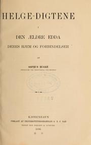 Cover of: Helge-Digtene by Sophus Bugge