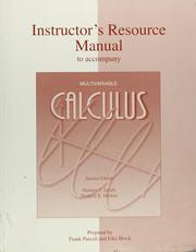 Cover of: Instructor's resource manual to accompany calculus