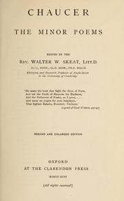 Cover of: The minor poems: Edited by Walter W. Skeat