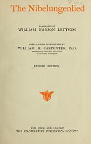 Cover of: The Nibelungenlied by translated by William Nanson Lettsom, with a special introduction by William H. Carpenter.