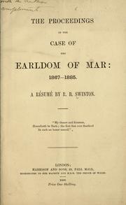 Cover of: The proceedings in the case of Earldom of Mar by Robert Blair Swinton