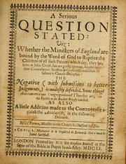 Cover of: A serious question stated by Giles Firmin