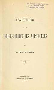 Cover of: Textstudien zur Tiergeschichte des Aristoteles by Gunnar Rudberg