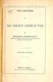 Cover of: Two lectures on the present American war. by Mountague Bernard