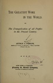 Cover of: The greatest work in the world