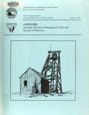 Cover of: Tonopah Resource management plan and record of decision