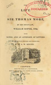 Cover of: The life of Sir Thomas More by William Roper