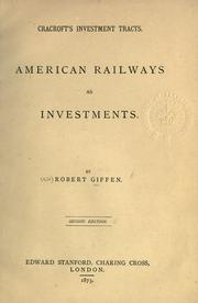 Cover of: American railways as investments.