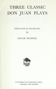 Cover of: Three classic Don Juan plays. by Oscar Mandel