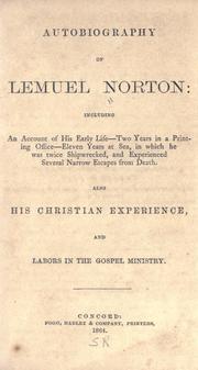 Cover of: Autobiography of Lemuel Norton by Lemuel Norton, Lemuel Norton