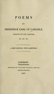 Cover of: Poems: by Frederick Earl of Carlisle
