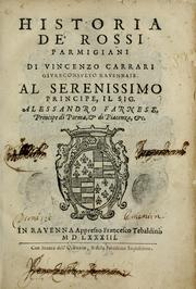 Cover of: Historia de' Rossi parmigiani by Vincenzo Carrari