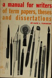 Cover of: A manual for writers of term papers, theses, and dissertations. by Kate L. Turabian