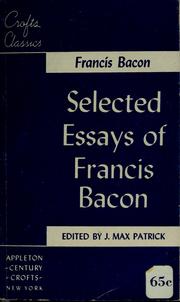 Cover of: Selected essays of Francis Bacon by Francis Bacon