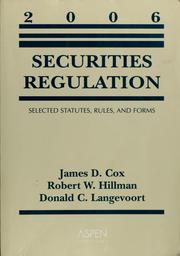 Cover of: 2006 securities regulation: selected statutes, rules, and forms