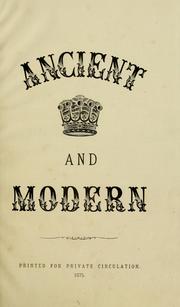 Ancient and modern by Erskine, John Francis Goodeve Earl of Mar