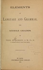 Cover of: Elements of language and grammar | Thomas Rhys Vickroy