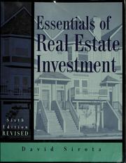 Essentials of real estate investment by David Sirota