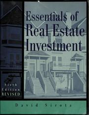 Cover of: Essentials of real estate investment