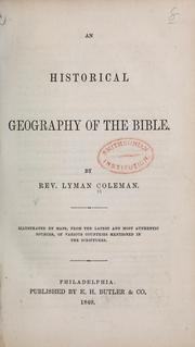 Cover of: An historical geography of the Bible. by Lyman Coleman