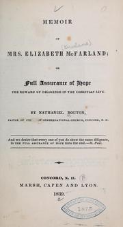 Cover of: Memoir of Mrs. Elizabeth McFarland