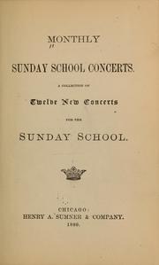 Cover of: Monthly Sunday school concerts by 