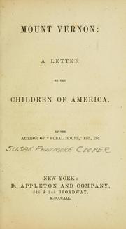 Cover of: Mount Vernon: a letter to the children of America