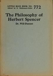Cover of: The philosophy of Herbert Spencer by Will Durant