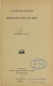 Cover of: A young man's difficulties with his Bible