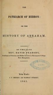 Cover of: The patriarch of Hebron by David Peabody