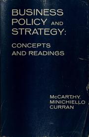 Cover of: Business policy and strategy: concepts and readings
