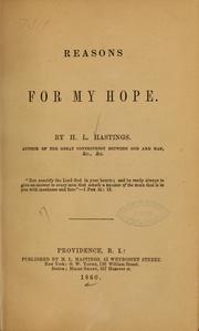 Cover of: Reasons for my hope