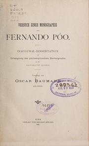 Cover of: Versuch einer monographie von Fernando Póo ... by Oskar Baumann