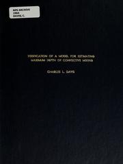 Cover of: Verification of a model for estimating maximum depth of convective mixing | Charles L. Davis
