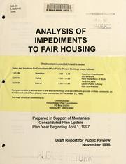 Cover of: Analysis of impediments to fair housing