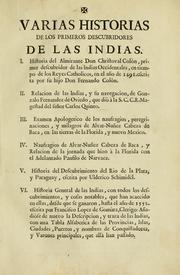 Cover of: Varias historias de los primeiros descubridores de las Indias
