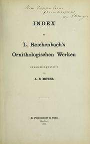 Cover of: Index zu L. Reichenbach's ornithologischen Werken