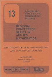 Cover of: The Theory of Best Approximation and Functional Analysis (CBMS-NSF Regional Conference Series in Applied Mathematics) (CBMS-NSF Regional Conference Series in Applied Mathematics)