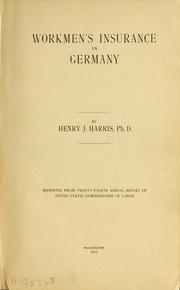 Cover of: Workmen's insurance in Germany