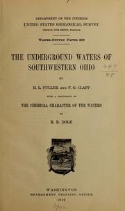 Cover of: The underground waters of southwestern Ohio