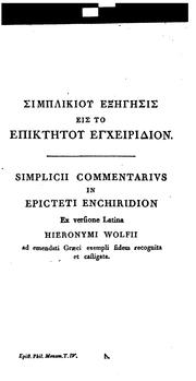 Cover of: Epicteteae philosophiae monvmenta...