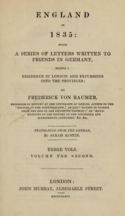 Cover of: England in 1835: being a series of letters written to friends in Germany, during a residence in London and excursions into the provinces
