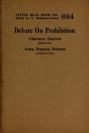 Cover of: Debate on prohibition
