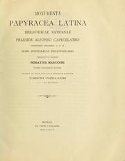 Cover of: Monumenta papyracea latina Bibliothecae Vaticanae