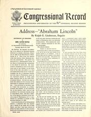 Cover of: Address, "Abraham Lincoln"