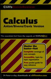 Cover of: CliffsQuickReview calculus: Anton/Bivens/Davis version